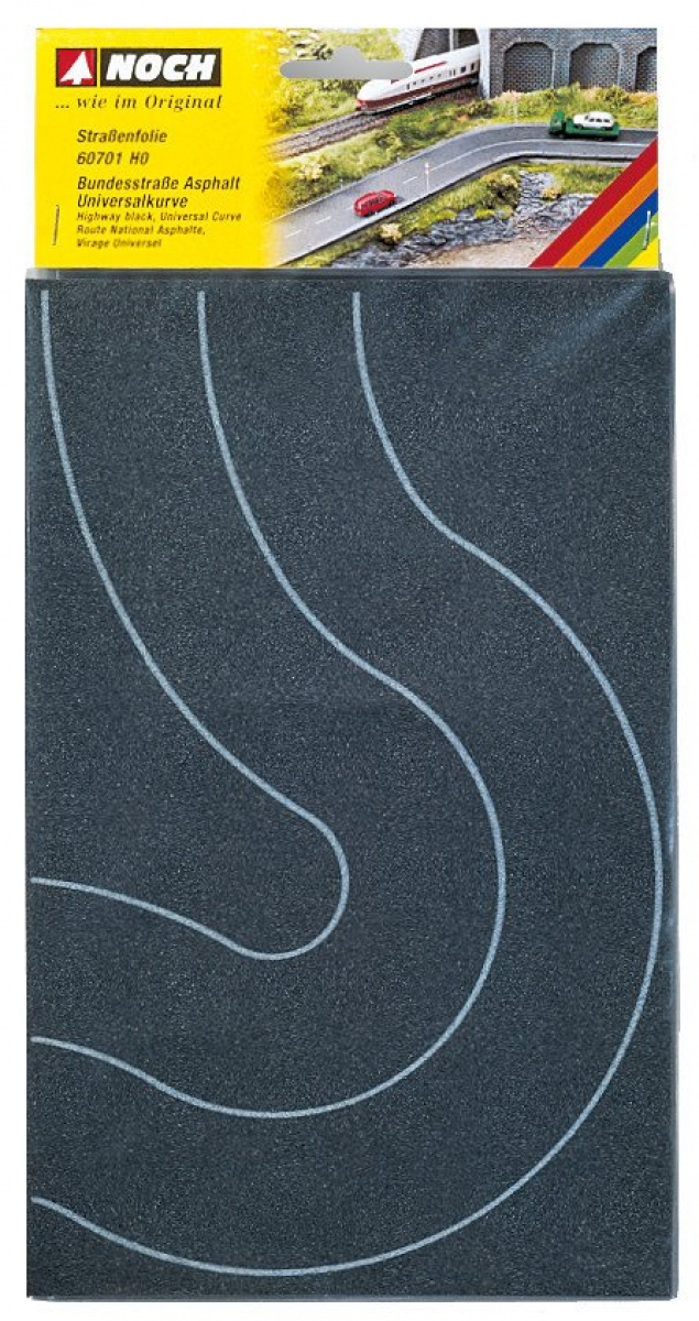 NOCH 60701 H0 Strassenfolie Bundesstrasse Asphalt Kurve